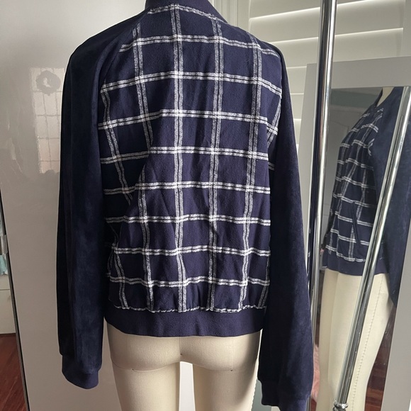 A New Day Navy Mixed Media Bomber Jacket Size XL - Picture 3 of 8